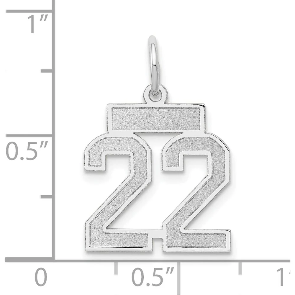 14K White Gold Satin Finish Number 22 Charm with Rhodium Plating by Oro Pregiato - Image 4