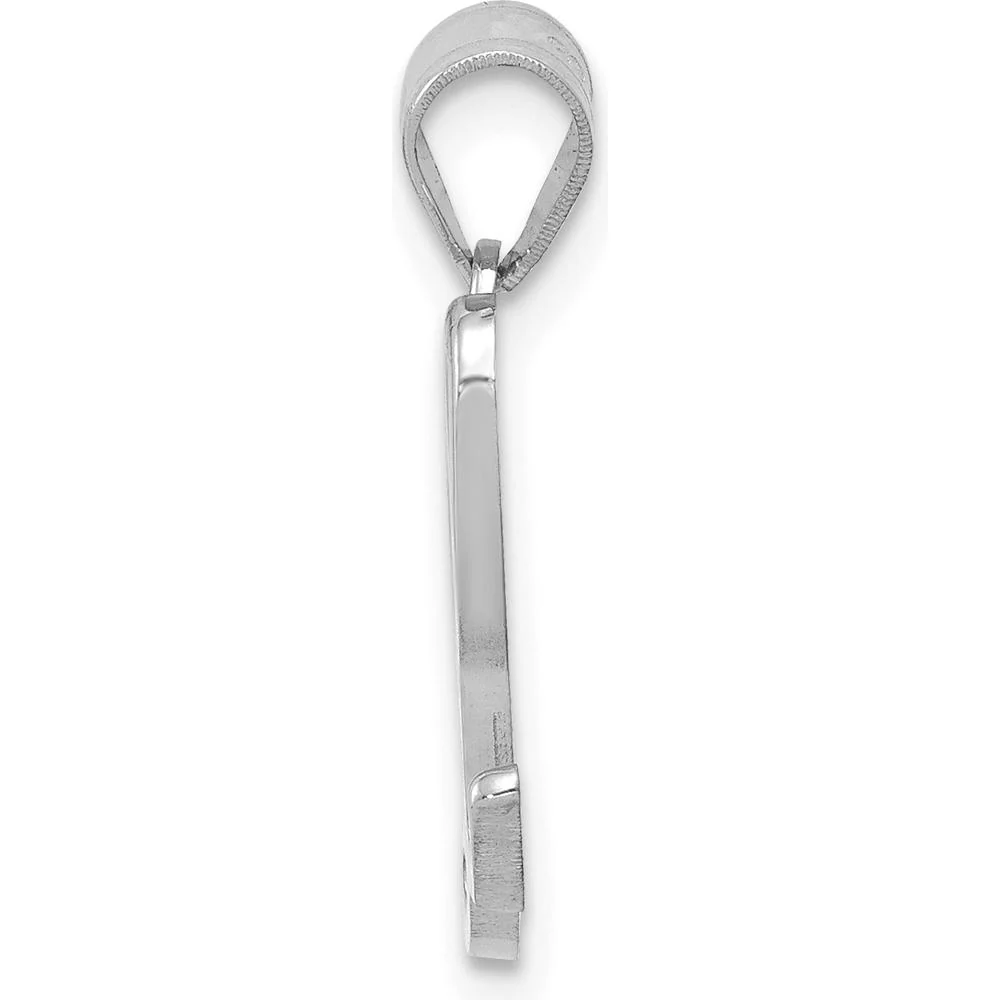 14K White Gold Script Letter L Initial Pendant - Polished Rhodium Finish by Oro Pregiato - Image 2