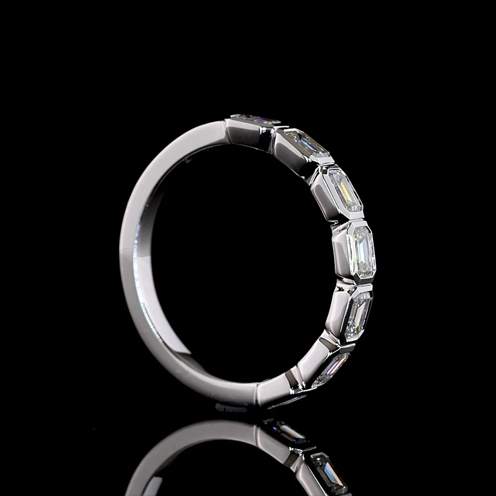 14K White Gold Seven Stone Eternity Band with East-West Bezel Set Emerald Cut Lab Diamonds - 1.06 Carat Total Diamond Weight - Covaloro Fine Jewelry - Image 3