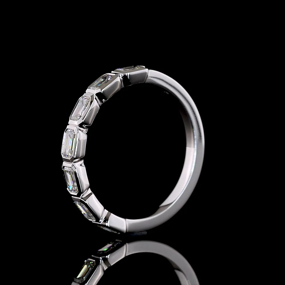 14K White Gold Seven Stone Eternity Band with East-West Bezel Set Emerald Cut Lab Diamonds - 1.06 Carat Total Diamond Weight - Covaloro Fine Jewelry - Image 4