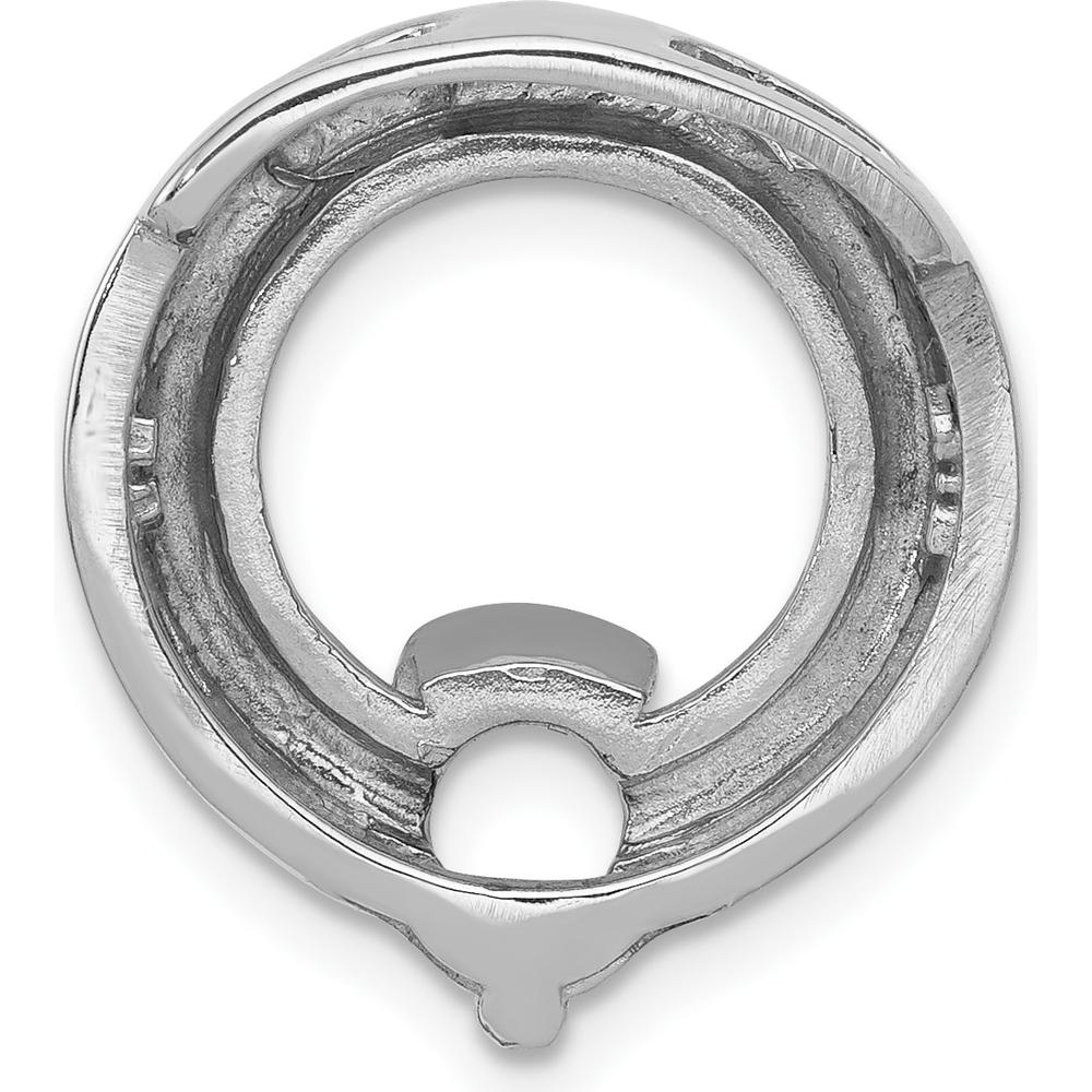 14K White Gold Slide Pendant Mounting for 6.5mm Round Gemstone - Rhodium Plated by Oro Pregiato - Image 4