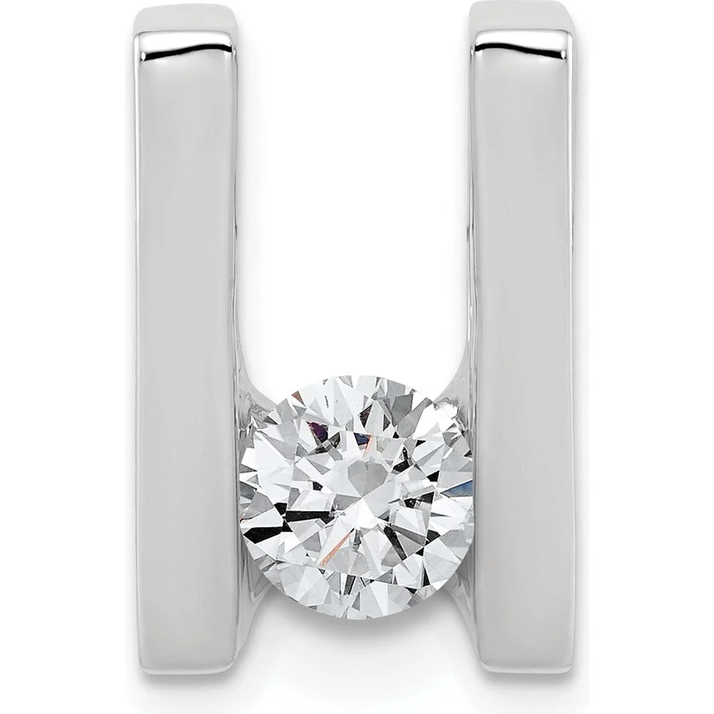 14K White Gold Slide Pendant Mounting for 6mm Regular or 8mm Fancy Stones with Rhodium Finish by Oro Pregiato - Image 3