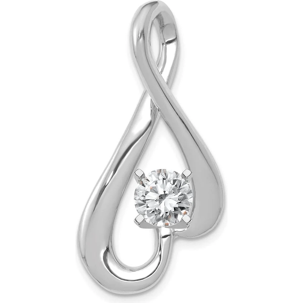 14K White Gold Slide Pendant with Peg-Set Mounting for 6mm Stone - No Stone Included by Oro Pregiato