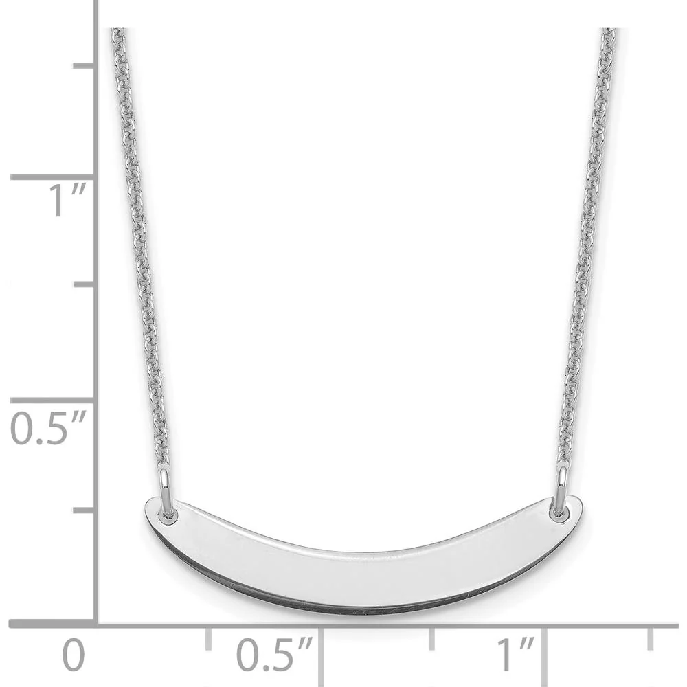 14K White Gold Small Curved Bar Necklace - Polished Finish with Lobster Clasp by Oro Pregiato - Image 3