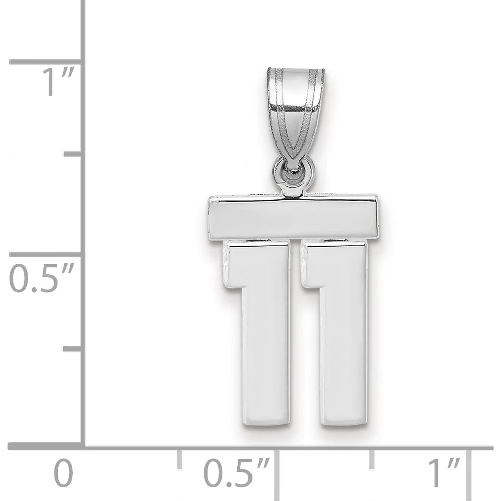 14K White Gold Small Polished Number 11 Charm Pendant by Oro Pregiato - Image 3