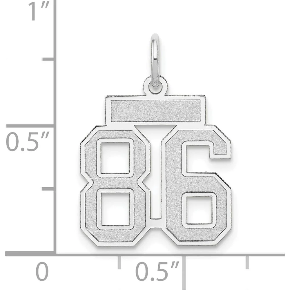 14K White Gold Small Satin Number 86 Charm with Rhodium Finish by Oro Pregiato - Image 3