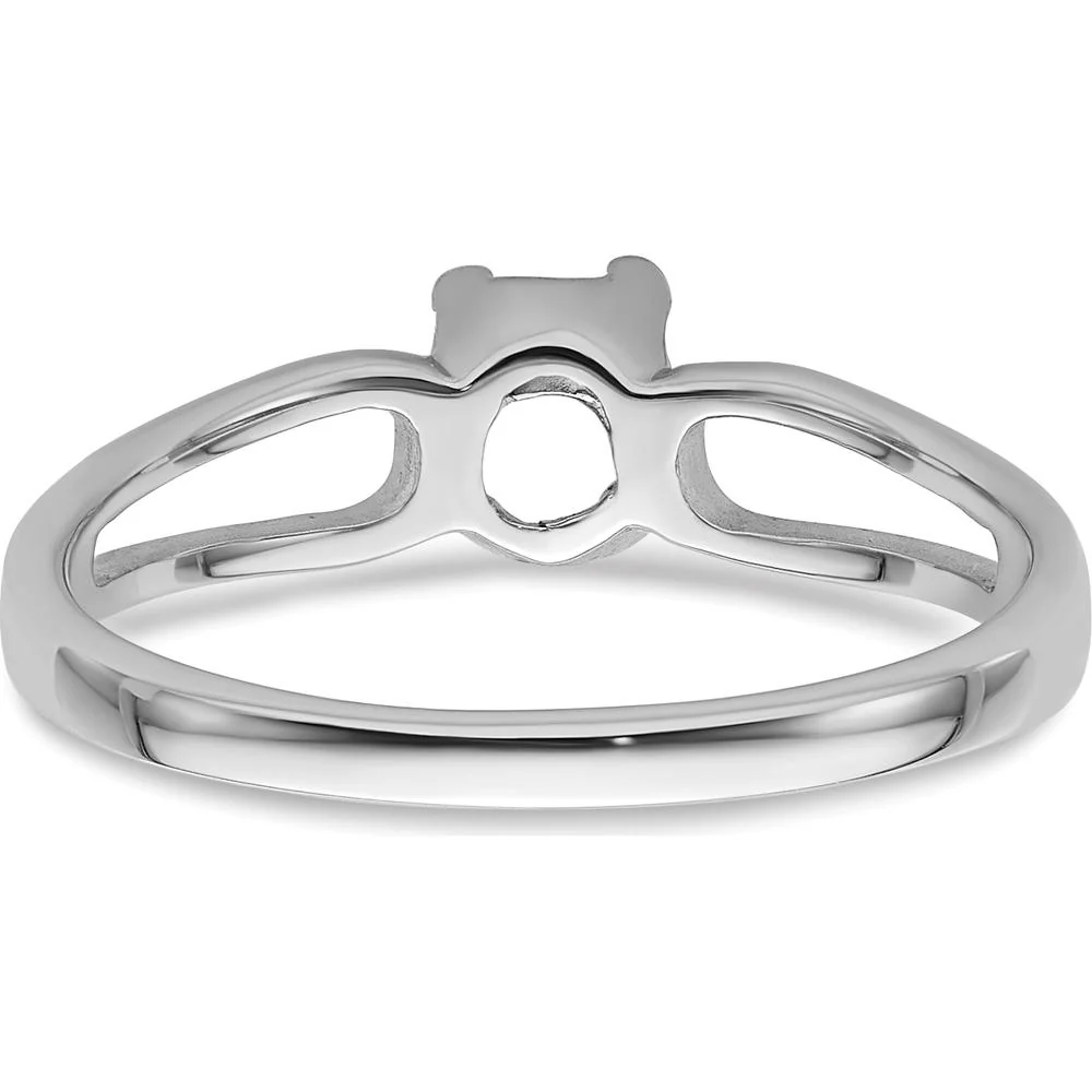 14K White Gold Split Shank Mounting for 6x4mm Oval Gemstone - Size 6 by Monteluci Fine Jewelry - Image 3