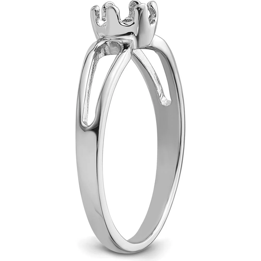 14K White Gold Split Shank Mounting for 6x4mm Oval Gemstone - Size 6 by Monteluci Fine Jewelry - Image 4