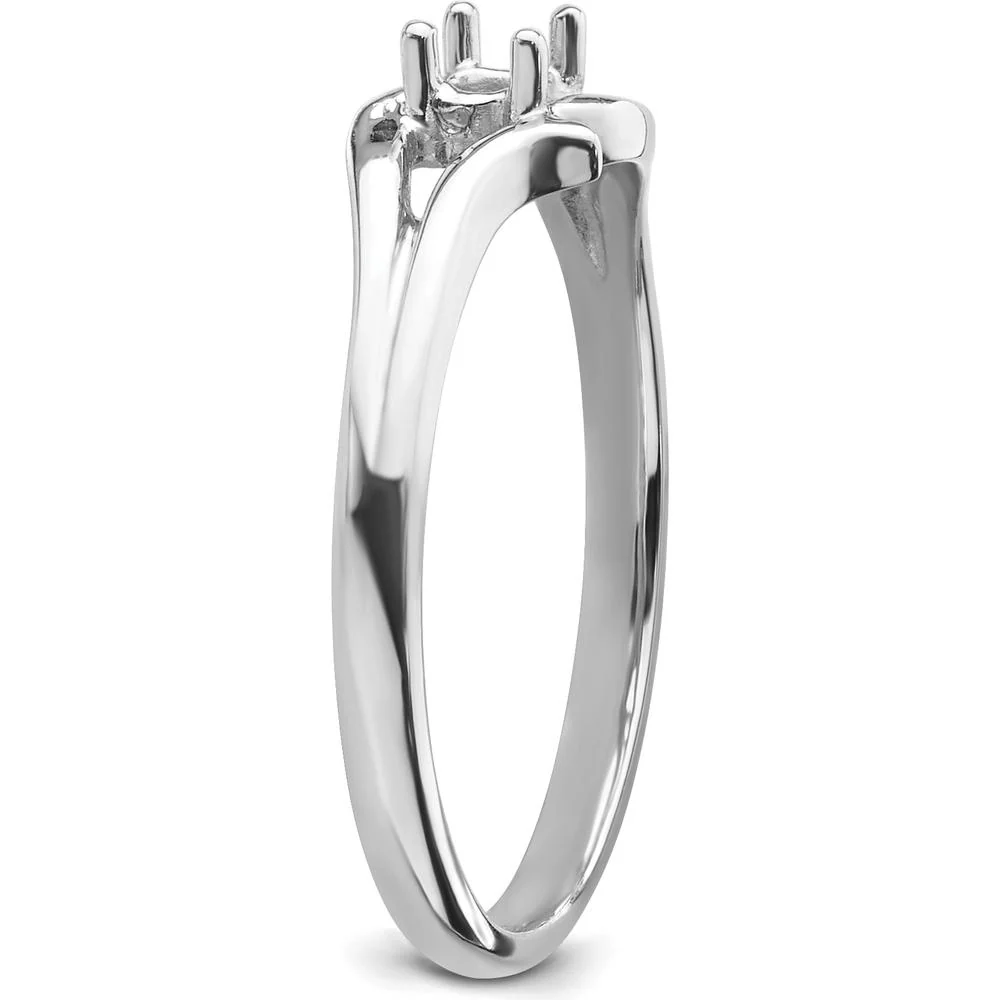 14K White Gold Split Shank Ring Mounting for 2.5mm Round Center Stone - Size 6 by Oro Pregiato - Image 4