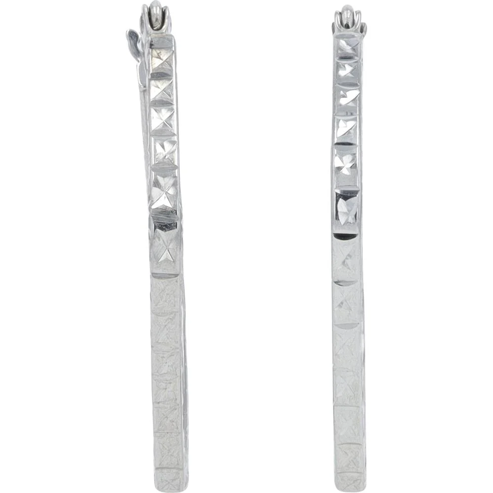14K White Gold Square Hoop Earrings - Elegant Geometric Design - Image 2