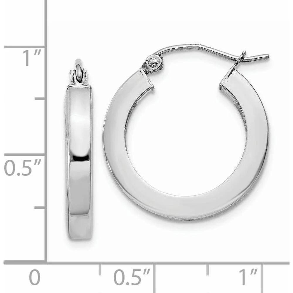 14K White Gold Square Tube Hoop Earrings - 20mm Length, Polished Finish by Oro Pregiato - Image 4