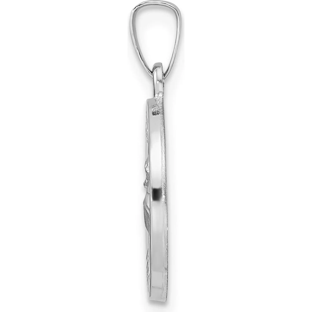 14K White Gold St. Anthony Medal Pendant with Polished and Satin Finish by Oro Pregiato - Image 2