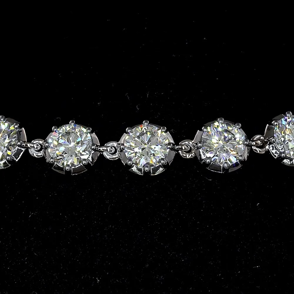 14K White Gold Station Bracelet with Brilliant Cut Round Lab Diamonds - 4.00 Carats Total Diamond Weight, E-F Color VS Clarity with Black Rhodium Accents - Covaloro Fine Jewelry - Image 2