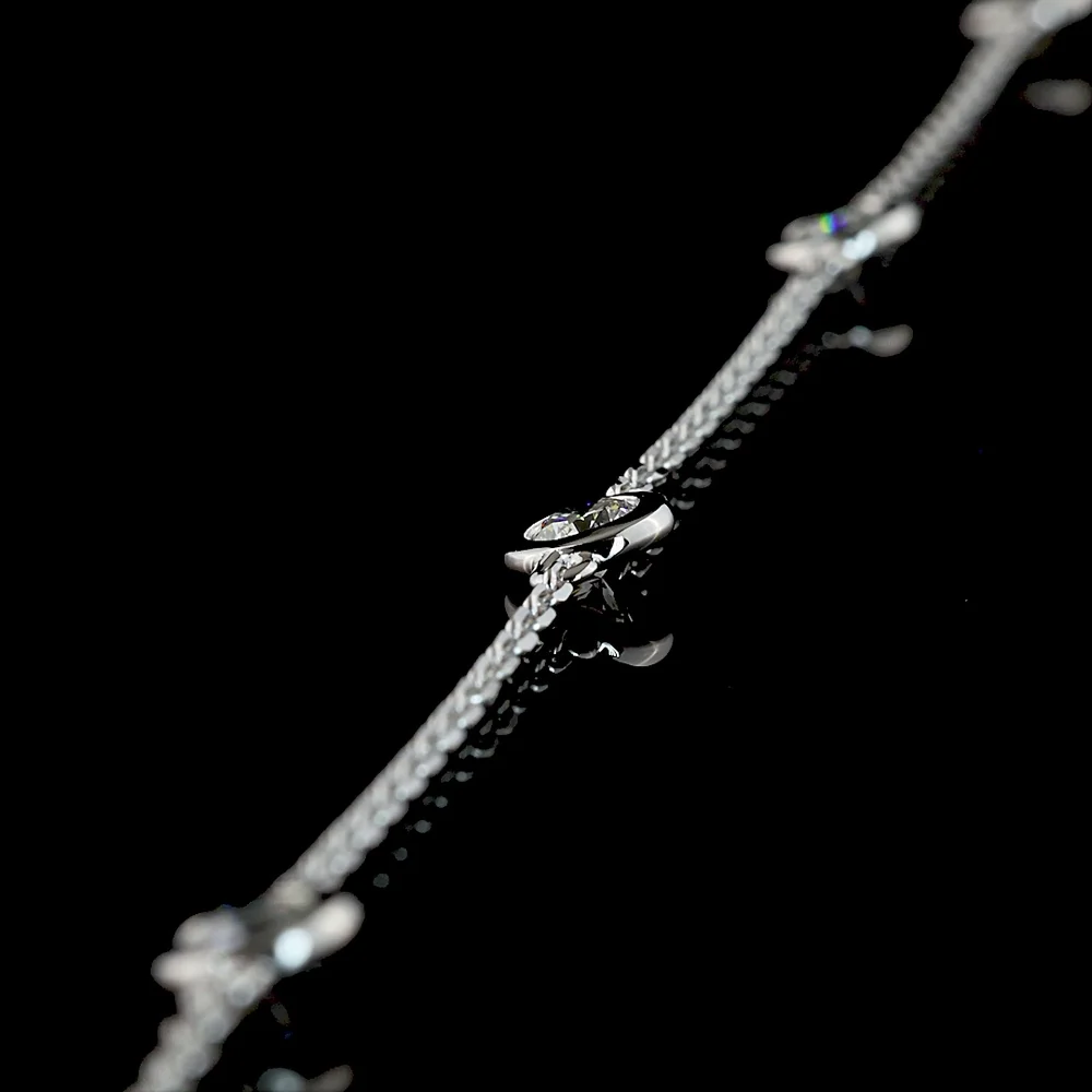 14K White Gold Station Necklace with 10 Bezel-Set Round Lab Diamonds - 1.07 Carat Total Weight - Covaloro Fine Jewelry - Image 4