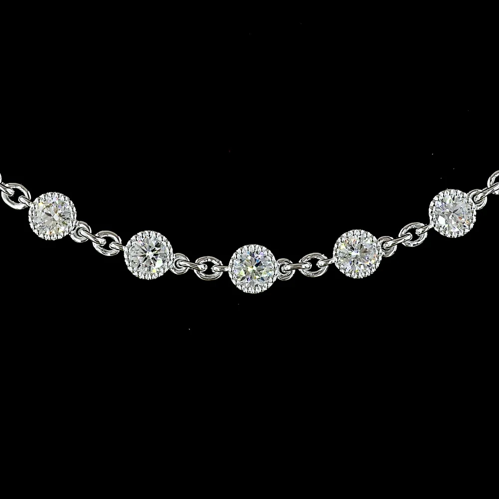 14K White Gold Station Necklace with 45 Bezel Set Brilliant Cut Lab Grown Diamonds - 4.98 Carat Total Weight - Covaloro Fine Jewelry - Image 2