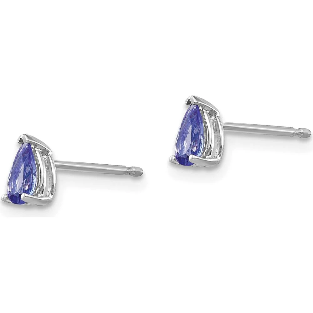14K White Gold Tanzanite Stud Earrings - 0.250 Carat Total Gem Weight by Oro Pregiato - Image 3