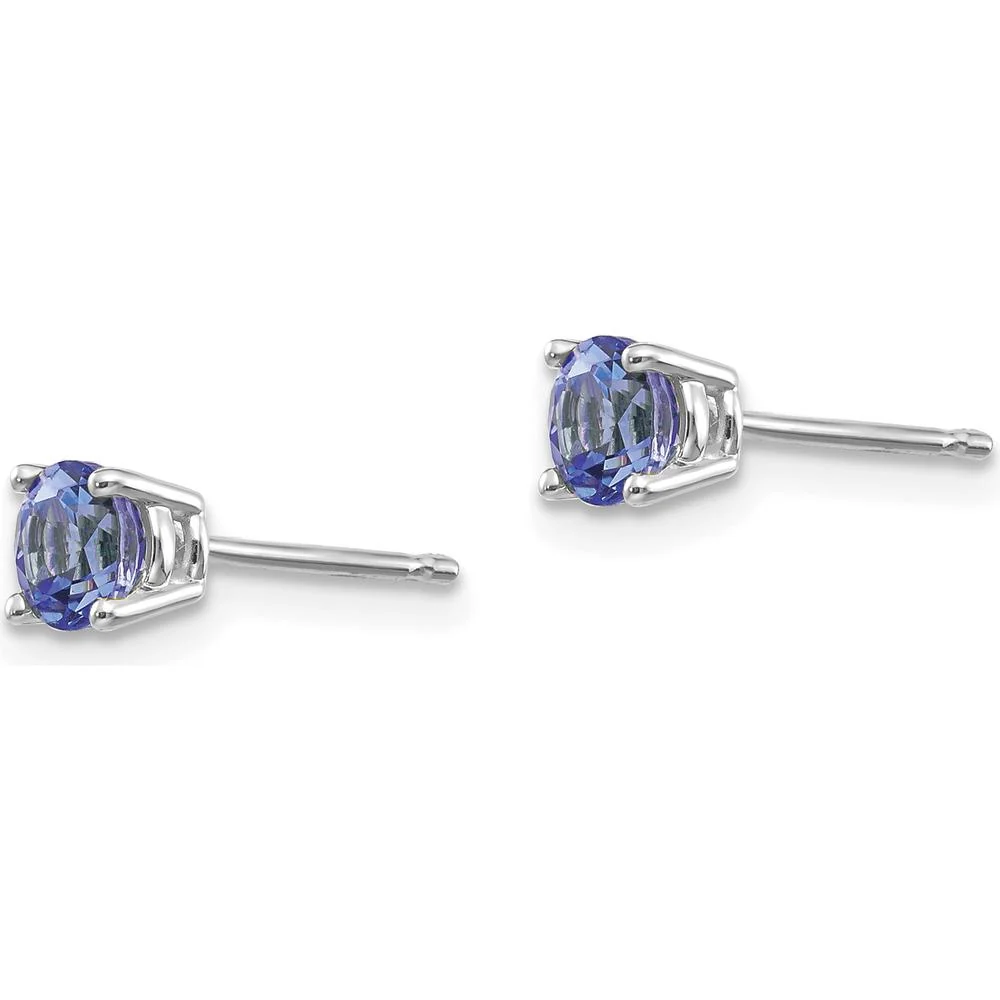 14K White Gold Tanzanite Stud Earrings - 0.33 Carat Total Gem Weight by Monteluci Fine Jewelry - Image 2