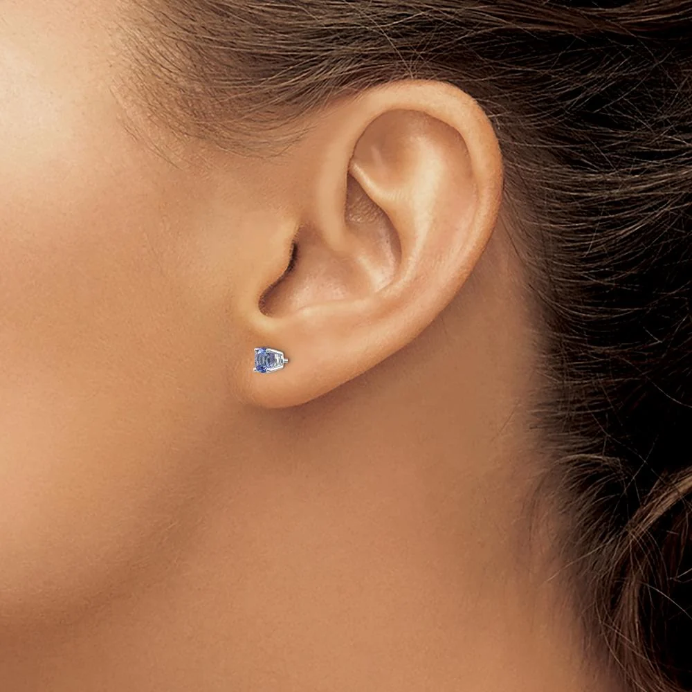 14K White Gold Tanzanite Stud Earrings - 0.33 Carat Total Gem Weight by Monteluci Fine Jewelry - Image 3