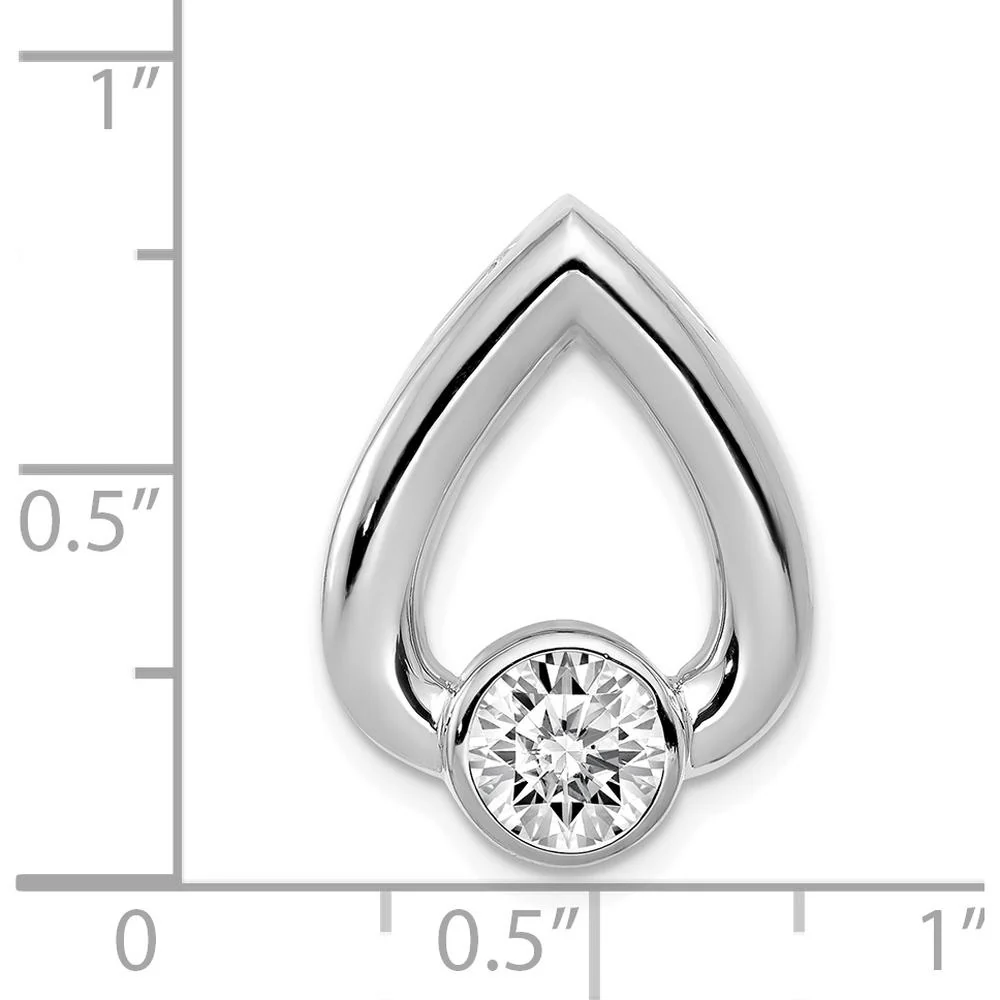 14K White Gold Teardrop Pendant Mounting for 5.8mm Round Stone - No Stone Included by Oro Pregiato - Image 2