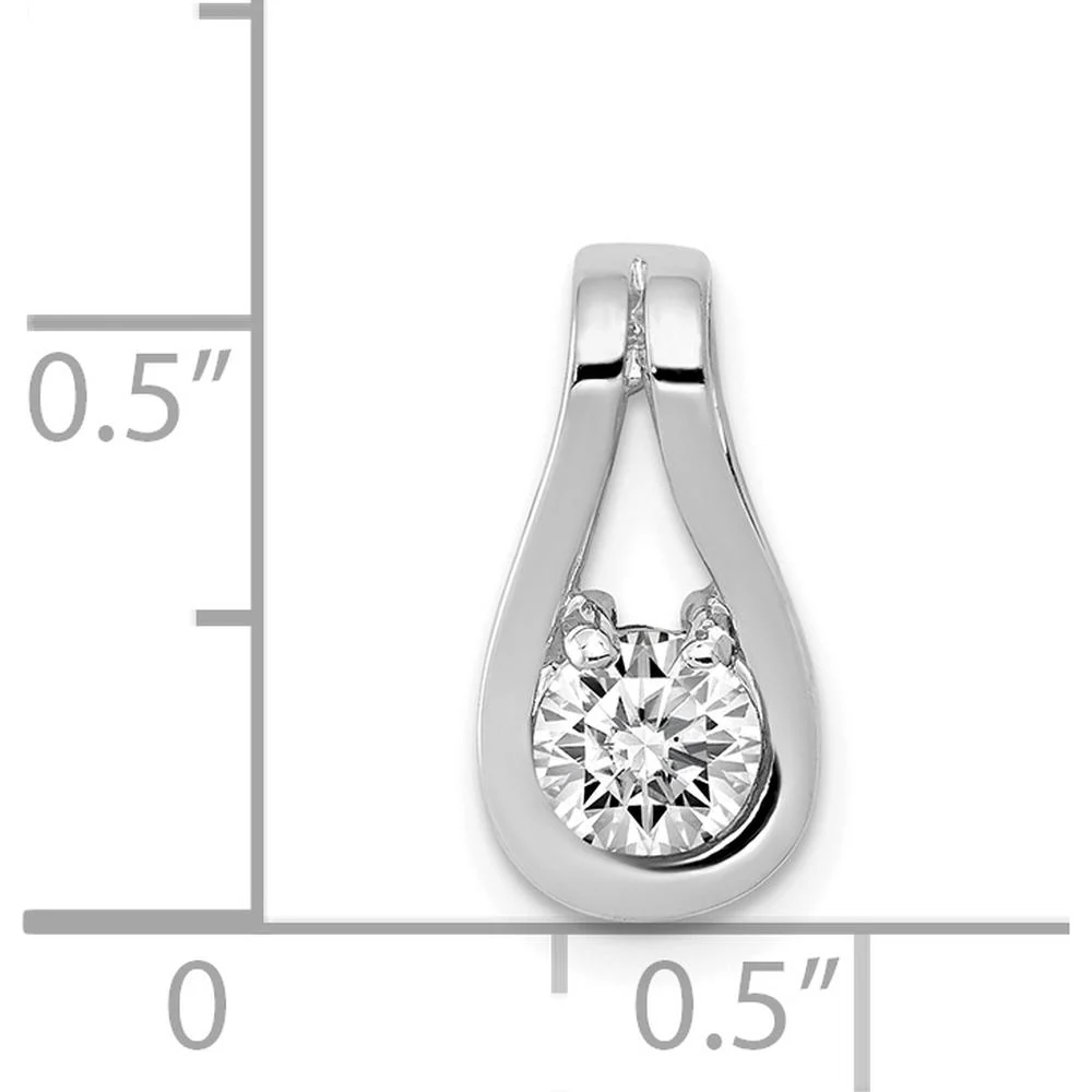 14K White Gold Teardrop Pendant with 4.7mm Round Stone Mounting - Fits Up to 6mm Omega by Oro Pregiato - Image 3