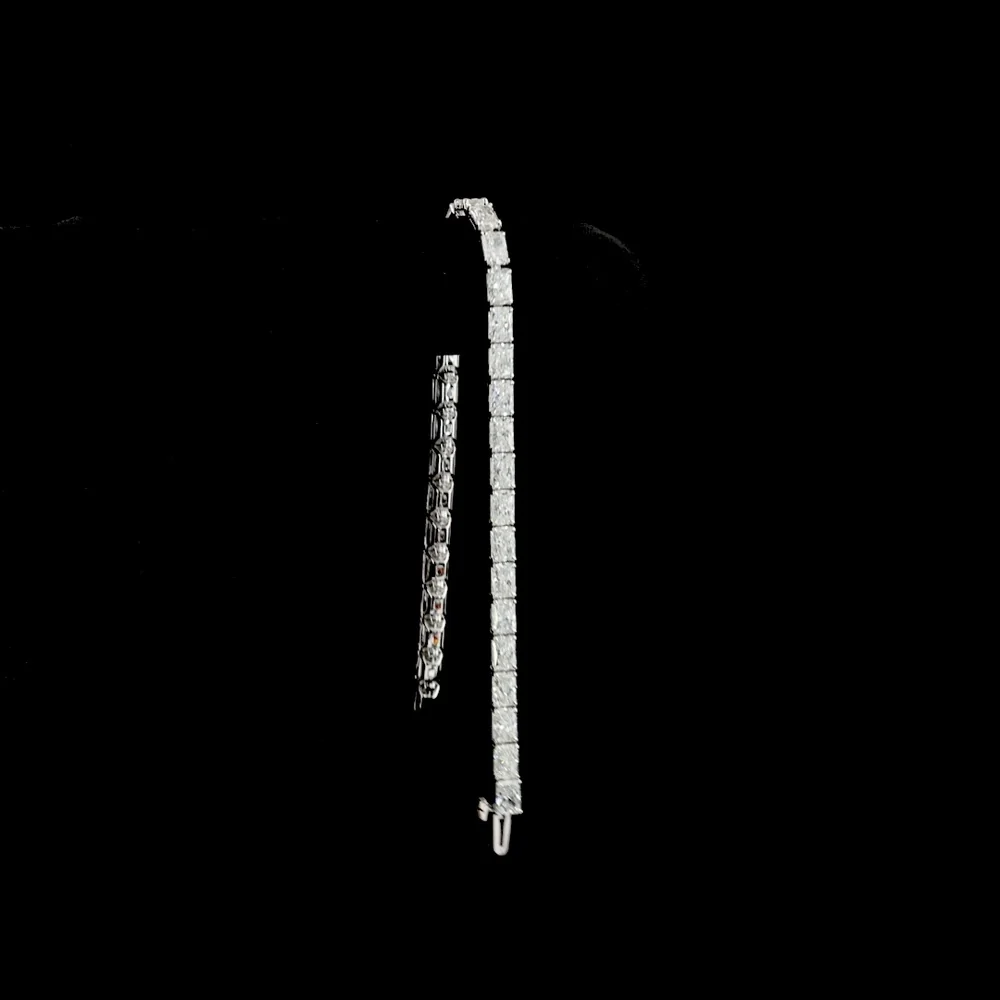 14K White Gold Tennis Bracelet with 35 East-West Radiant Cut Lab Diamonds - 11.24 Carats Total Carat Weight, E-F Color VS1 Clarity - Covaloro Fine Jewelry - Image 3