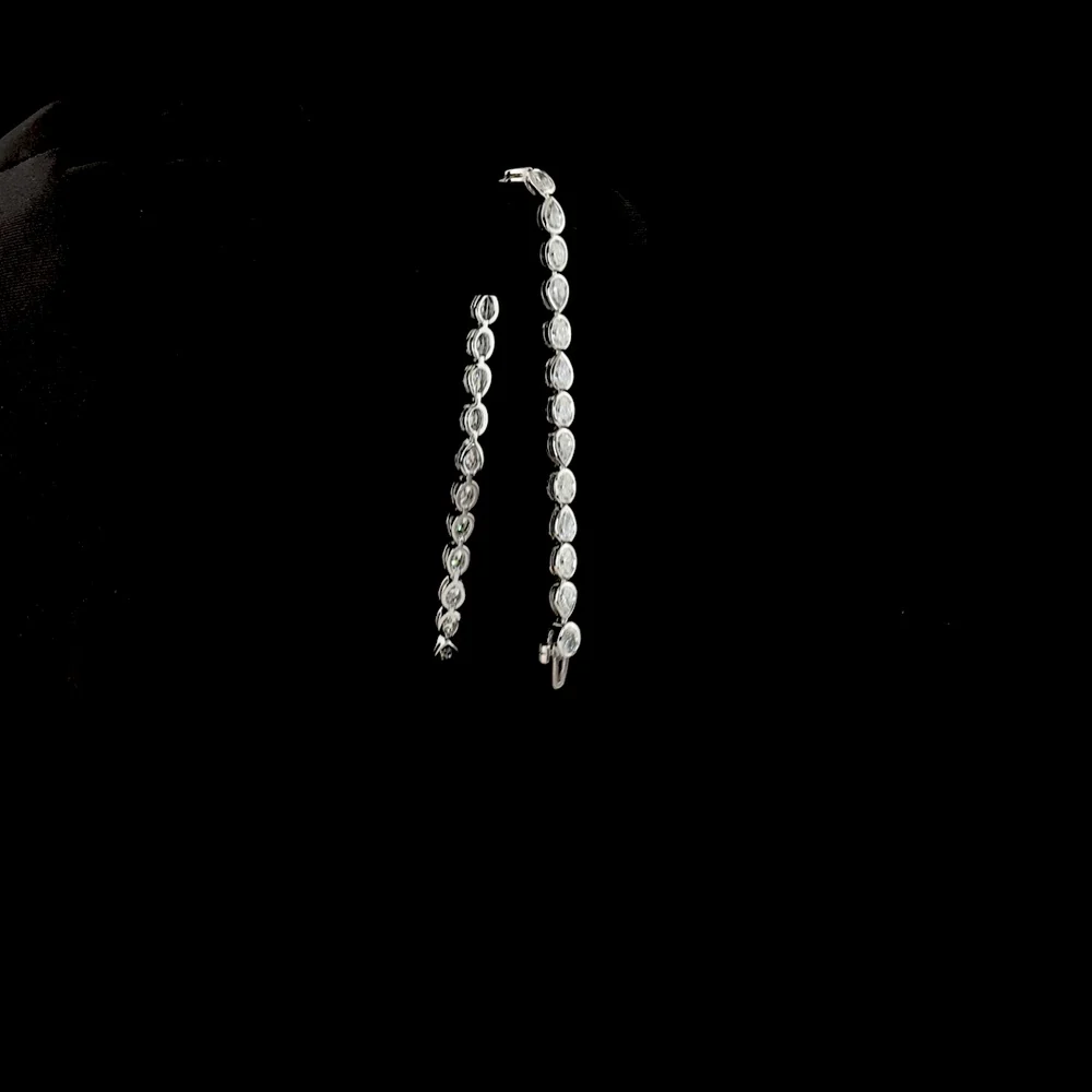 14K White Gold Tennis Bracelet with Alternating Oval and Pear Shaped Bezel-Set Lab Diamonds - 6.32 Carats Total Diamond Weight - Covaloro Fine Jewelry - Image 3