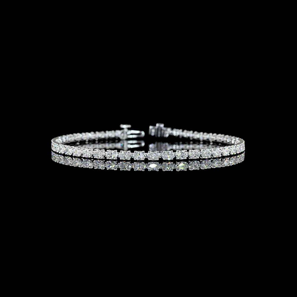 14K White Gold Tennis Bracelet with East-West Set Oval Cut Lab Diamonds - 4.92 Carat Total Weight, E-F Color, VS Clarity - Covaloro Fine Jewelry
