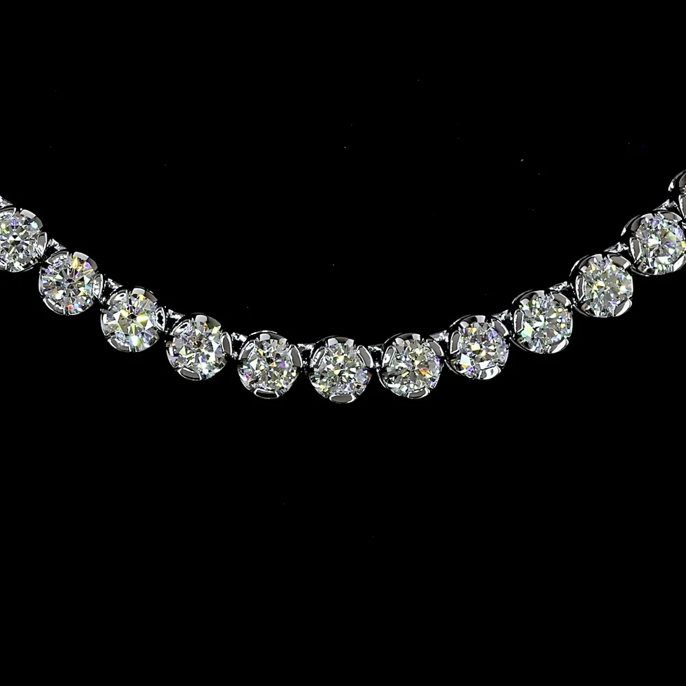 14K White Gold Tennis Necklace with 11.05 Carats of U-Prong Set Round Lab Diamonds - E-F Color VS1 Clarity - Covaloro Fine Jewelry - Image 2
