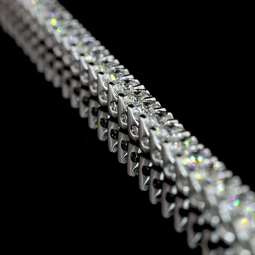 14K White Gold Tennis Necklace with 11.05 Carats of U-Prong Set Round Lab Diamonds - E-F Color VS1 Clarity - Covaloro Fine Jewelry - Image 3