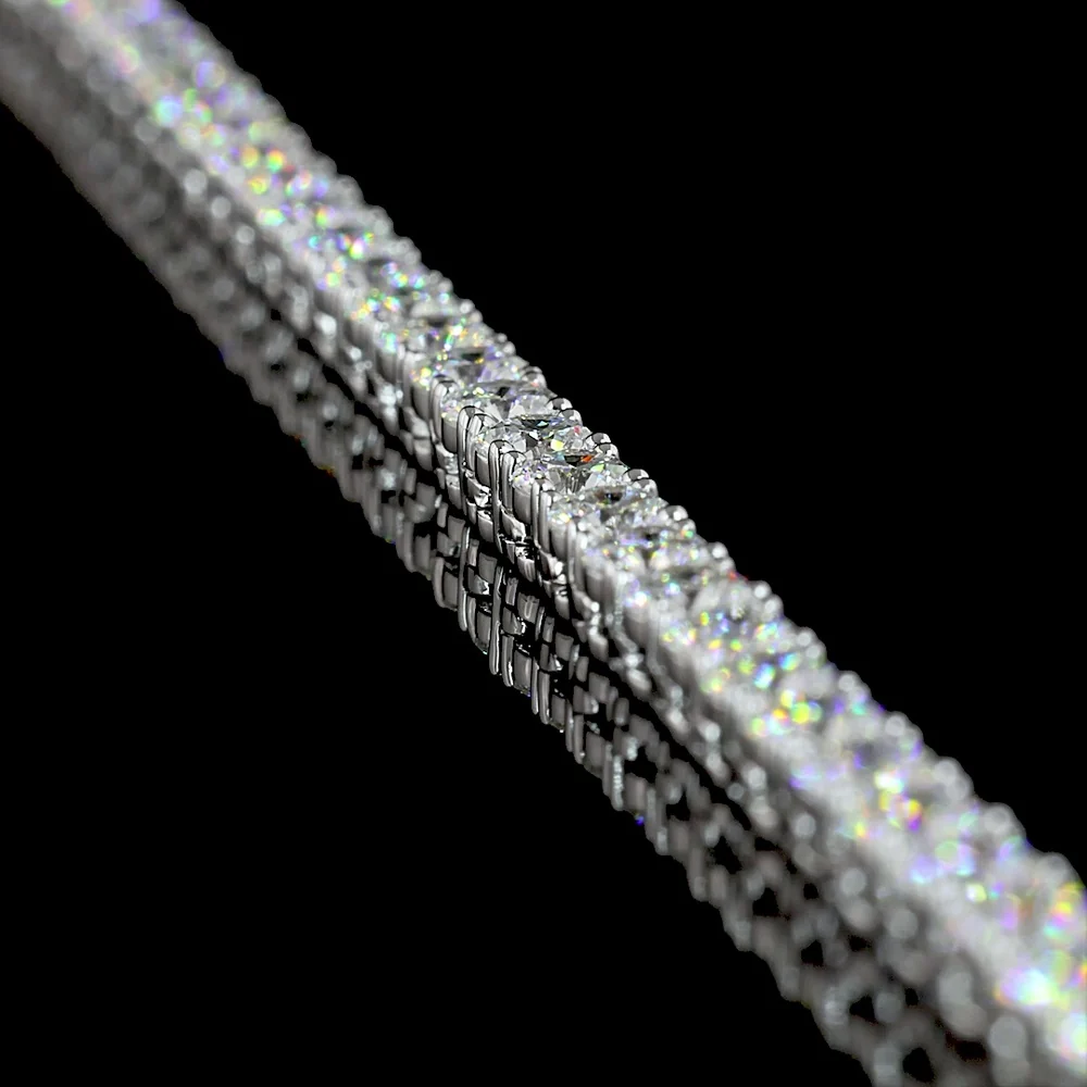 14K White Gold Tennis Necklace with 140 Brilliant Cut Round Lab Diamonds - E-F VS Clarity, 12.56 Carat Total Weight - Covaloro Fine Jewelry - Image 3
