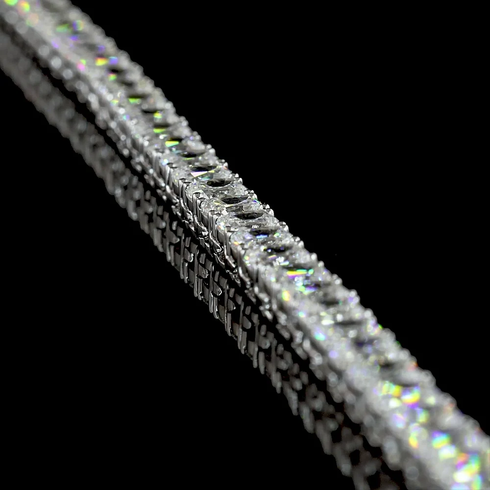 14K White Gold Tennis Necklace with 17.17 Carats of Antique Cushion Cut Lab Diamonds in Prong Setting E-F VS1 - Covaloro Fine Jewelry - Image 3