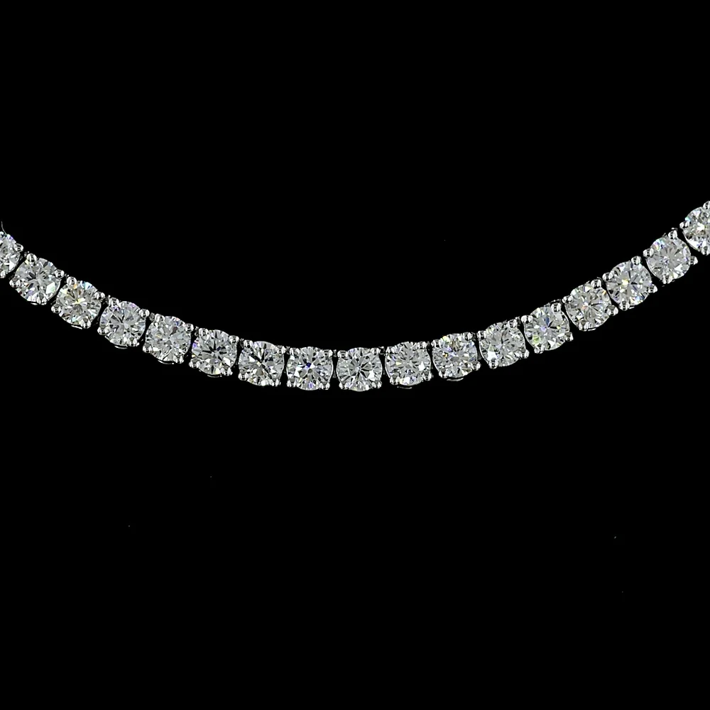 14K White Gold Tennis Necklace with 177 Round Brilliant Cut Lab Diamonds - 7.11 Carat Total Diamond Weight, E-F Color VS1 Clarity - Covaloro Fine Jewelry - Image 2
