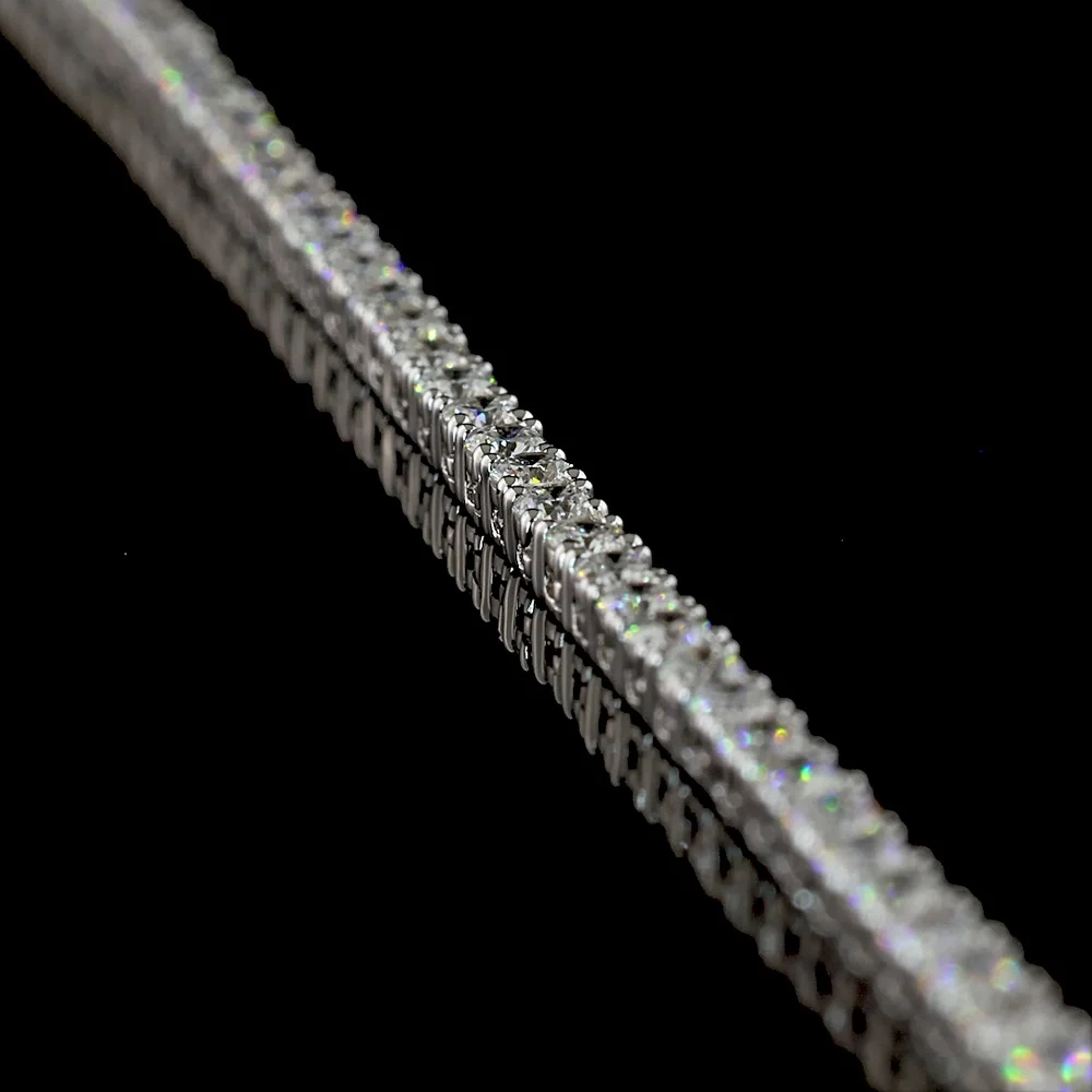 14K White Gold Tennis Necklace with 199 Round Brilliant Cut Lab Diamonds - 5.32 Carats Total Diamond Weight (E-F Color, VS1 Clarity) - Covaloro Fine Jewelry - Image 3