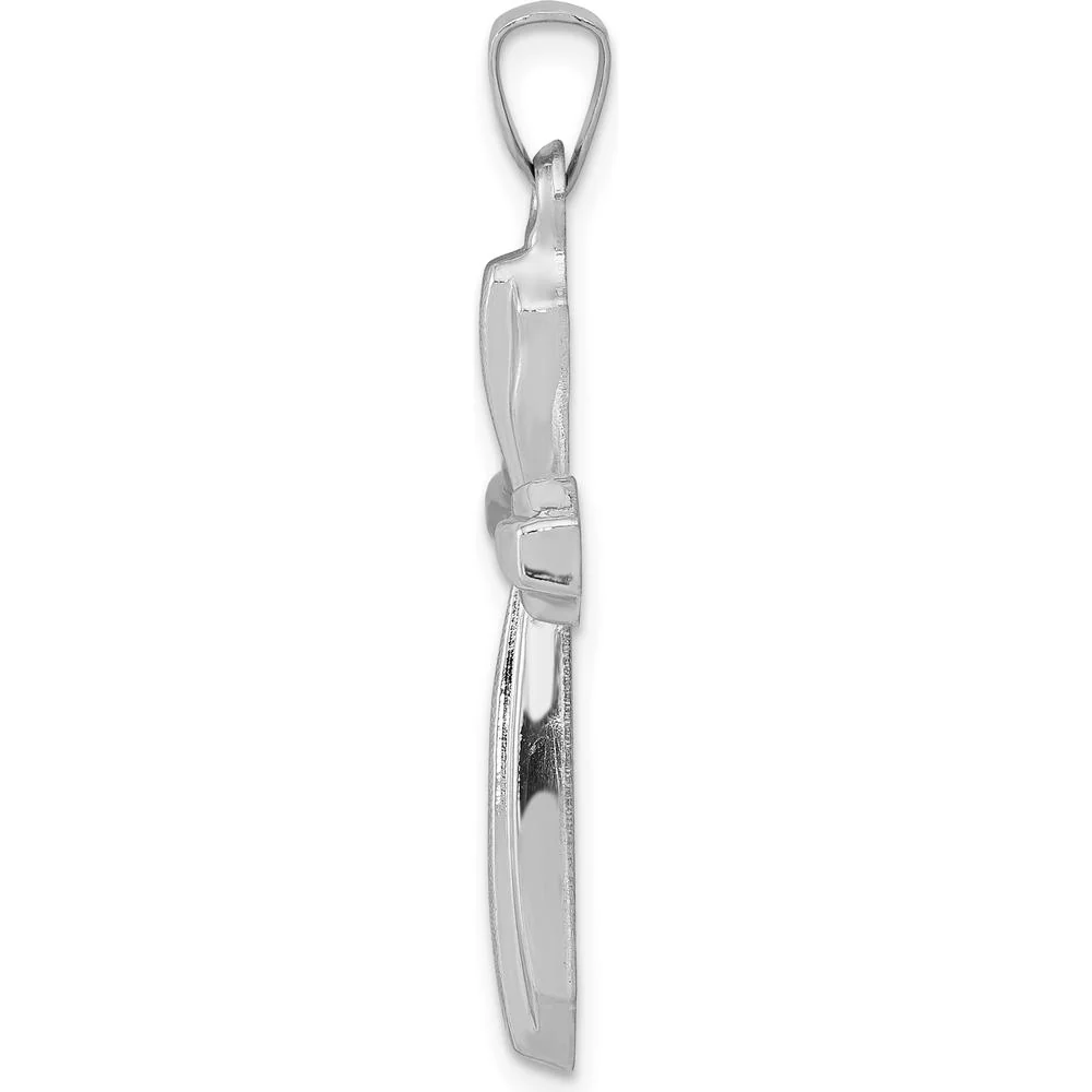 14K White Gold Textured and Polished Passion Cross Pendant - Timeless Faith Symbol by Oro Pregiato - Image 2