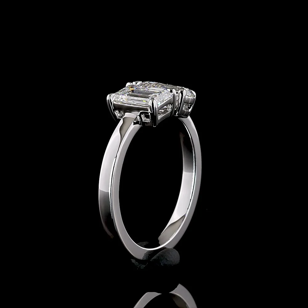 14K White Gold Toi et Moi Ring with 0.99 Carat Emerald Cut and 0.75 Carat Pear Shape Lab Grown Diamonds - 1.74 Total Carat Weight - Covaloro Fine Jewelry - Image 4