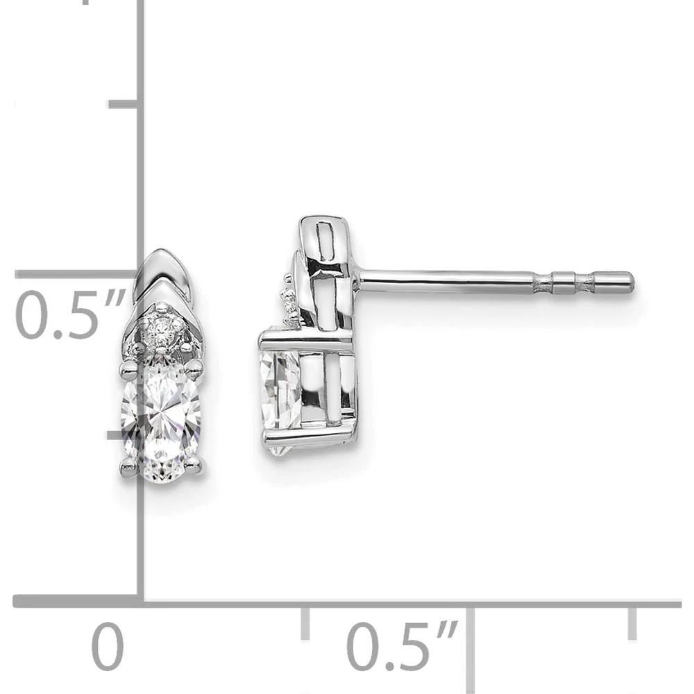 14K White Gold White Topaz and Diamond Post Earrings - 0.293 Carat Total Topaz Weight, 0.005 Carat Total Diamond Weight by Oro Pregiato - Image 4