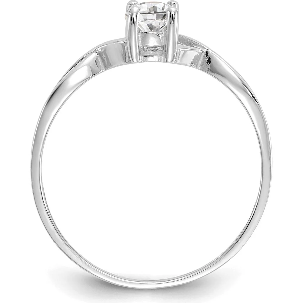 14K White Gold White Topaz Birthstone Ring - 0.55 Carat Oval Cut - Size 7 by Oro Pregiato - Image 2