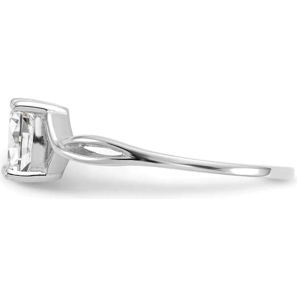 14K White Gold White Topaz Birthstone Ring - 0.55 Carat Oval Cut - Size 7 by Oro Pregiato - Image 4