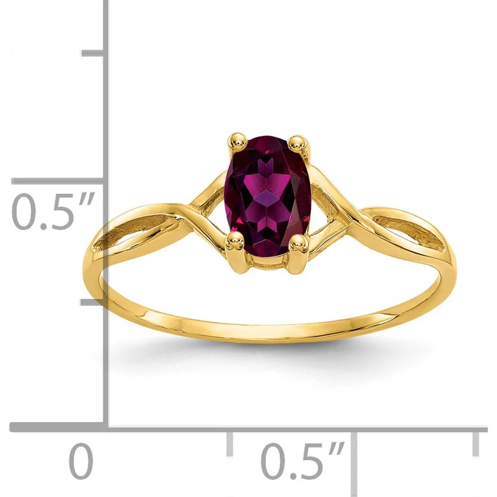 14K Yellow Gold 0.57 Carat Oval Rhodolite Garnet Birthstone Ring - Size 7 by Oro Pregiato - Image 3