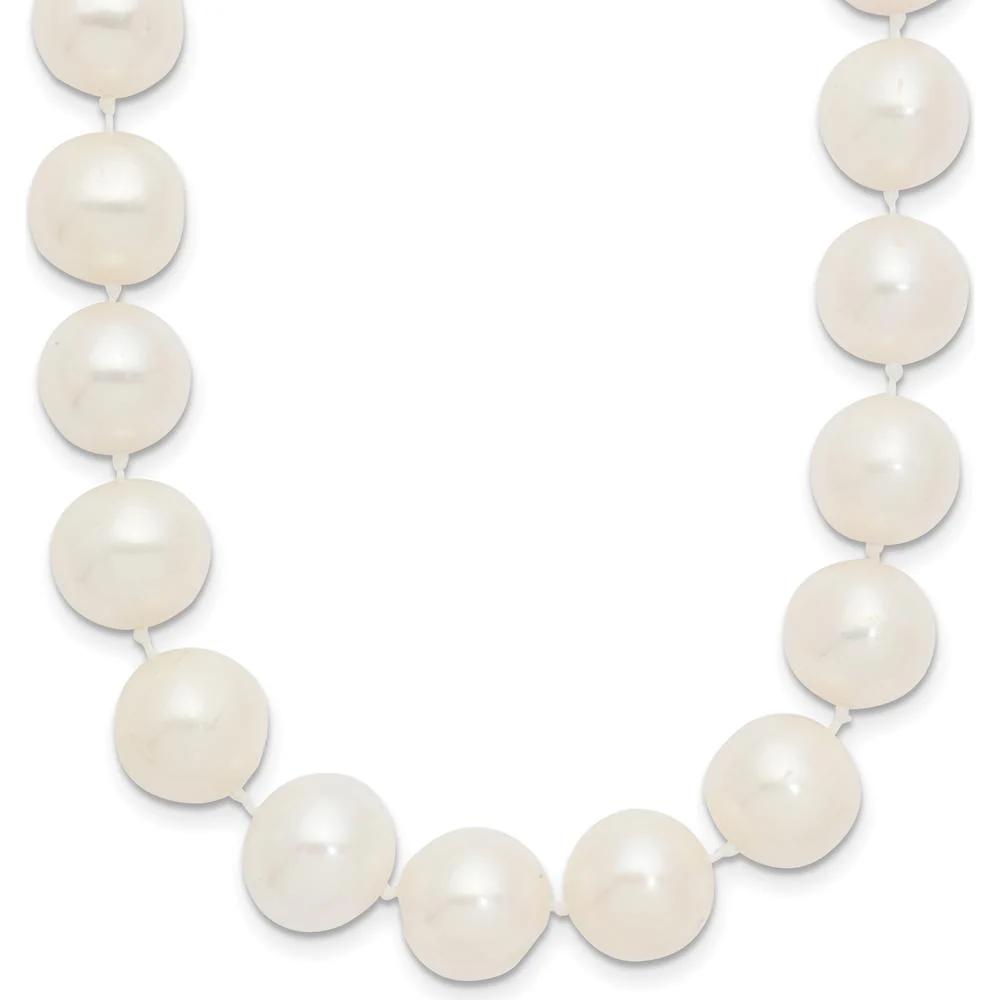 14K Yellow Gold 10-11mm White Near-Round Freshwater Cultured Pearl Necklace - 49 Pearls, 20" by Monteluci Fine Jewelry