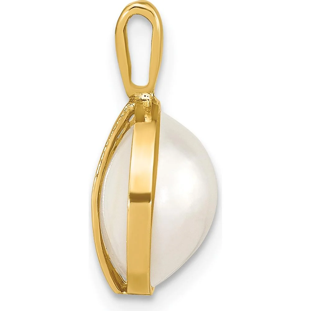 14K Yellow Gold 10-11mm White Saltwater Cultured Mabe Pearl Pendant by Monteluci Fine Jewelry - Image 2