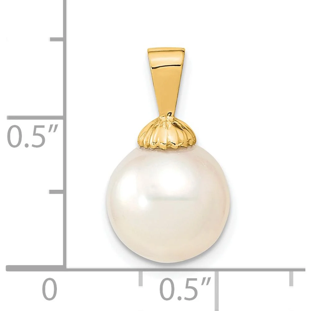 14K Yellow Gold 10-11mm White South Sea Cultured Pearl Pendant by Monteluci Fine Jewelry - Image 2