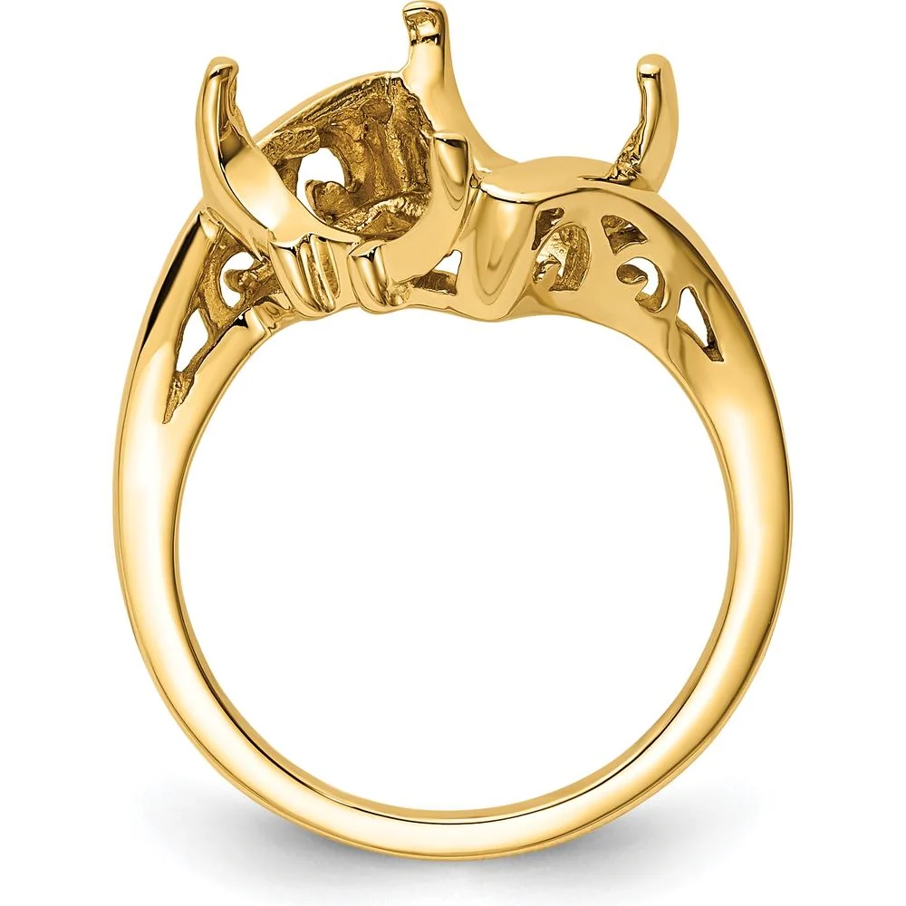 14K Yellow Gold 10x8mm Emerald-Cut Gemstone Ring Mounting - Size 6 by Monteluci Fine Jewelry - Image 2