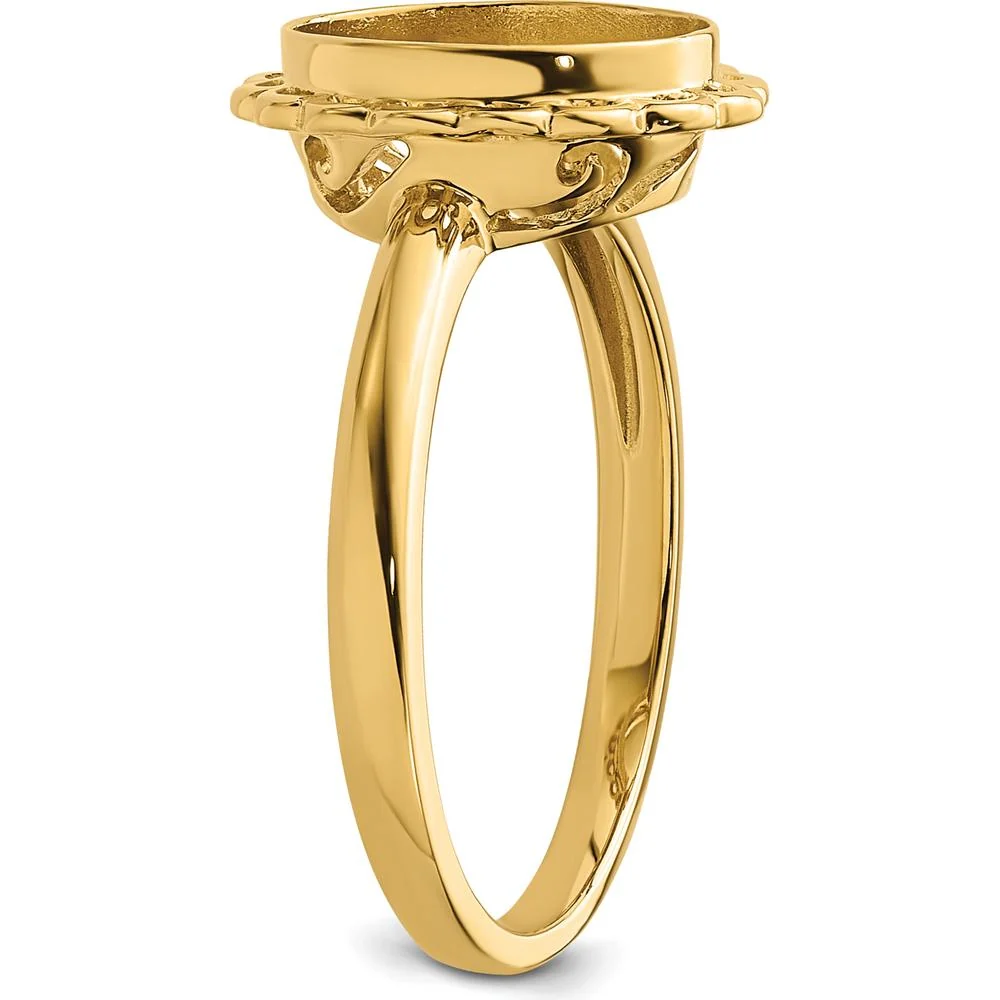 14K Yellow Gold 10x8mm Oval Gemstone Ring Mounting with Scalloped Halo Design - Size 6 by Oro Pregiato - Image 4
