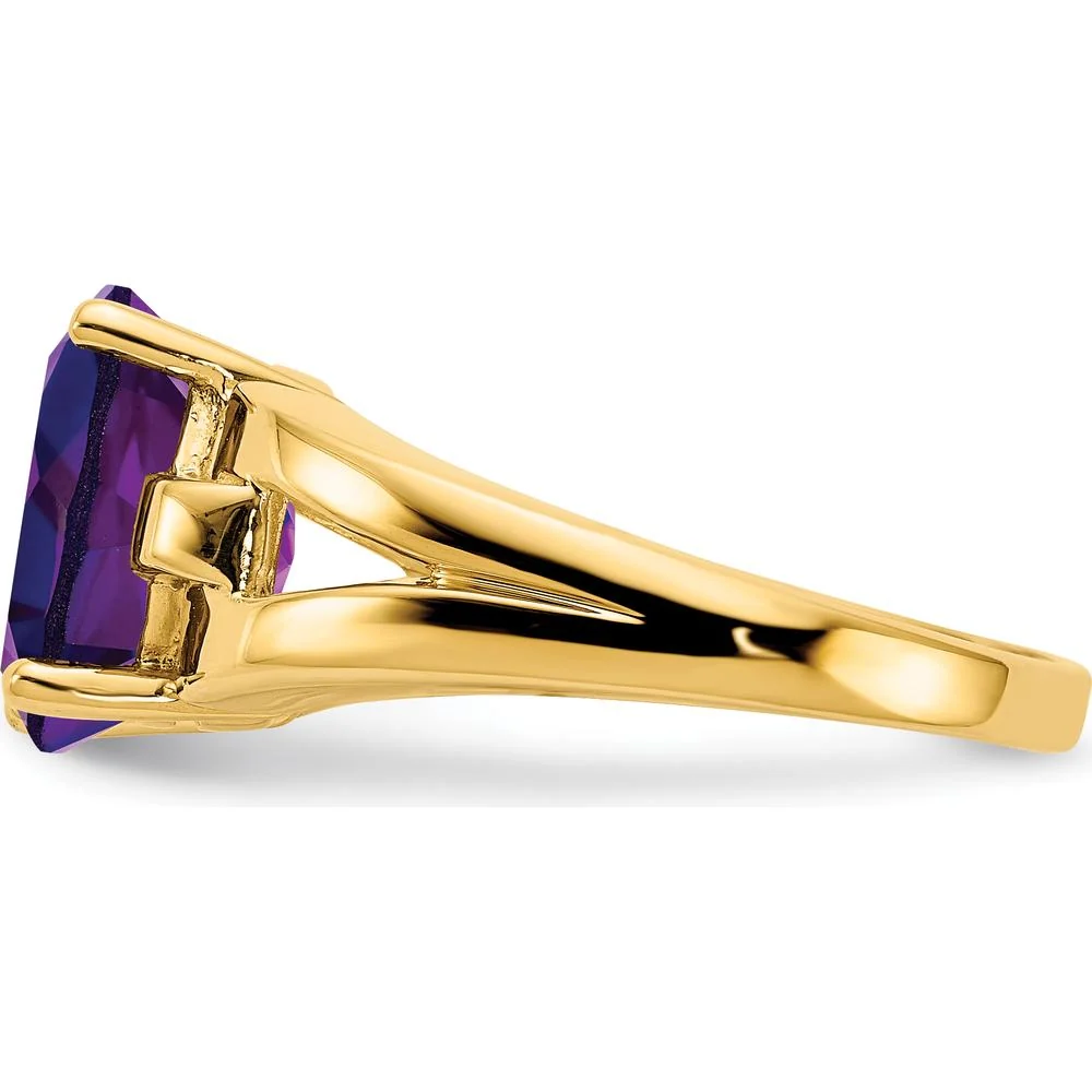 14K Yellow Gold 11x9mm Oval Natural Amethyst Ring - 3.35 Carat - Size 6 by Monteluci Fine Jewelry - Image 3