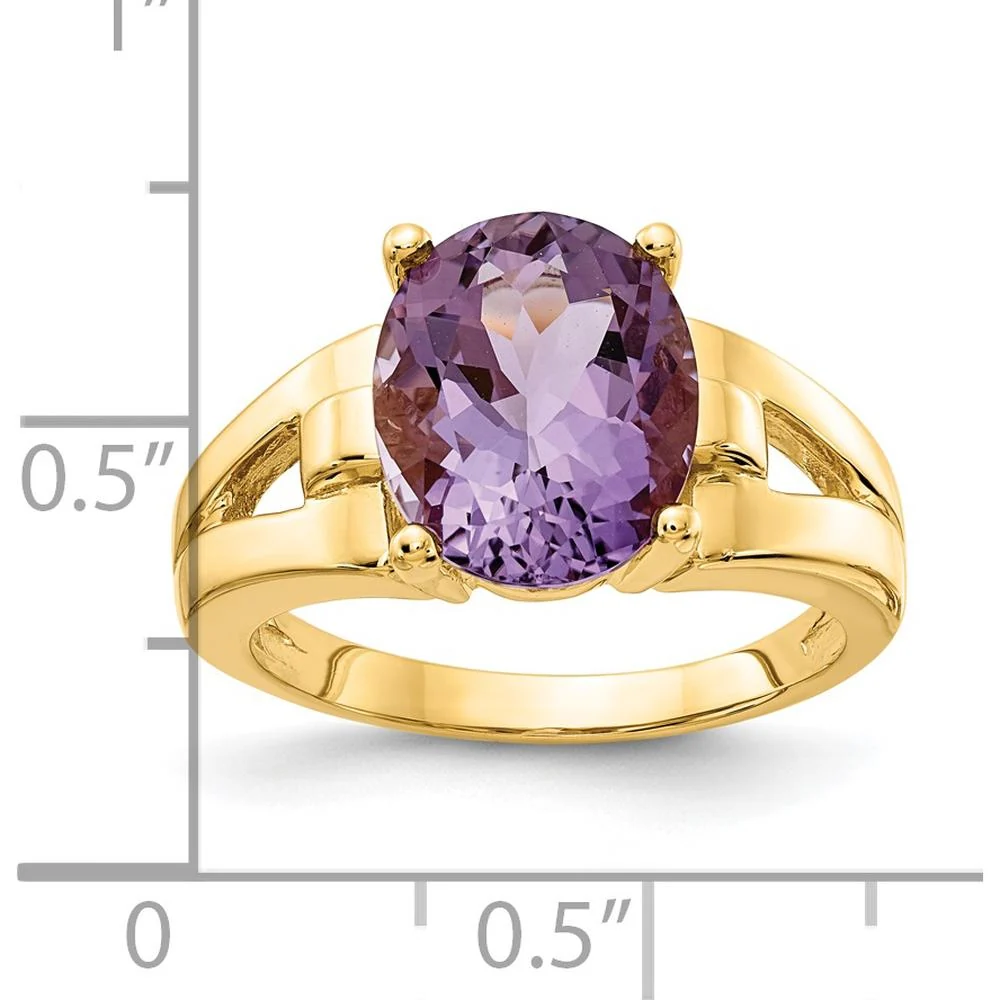 14K Yellow Gold 11x9mm Oval Natural Amethyst Ring - 3.35 Carat - Size 6 by Monteluci Fine Jewelry - Image 5