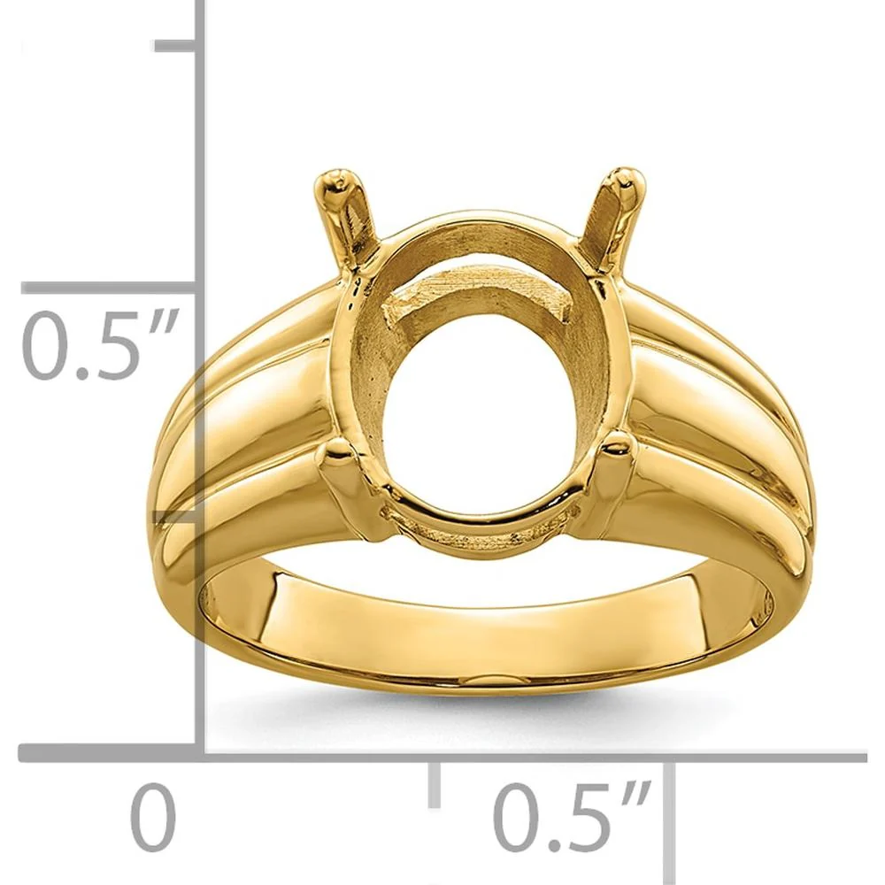 14K Yellow Gold 12x10mm Oval Gemstone Ring Mounting with Polished Tapered Band - Size 6 by Monteluci Fine Jewelry - Image 5