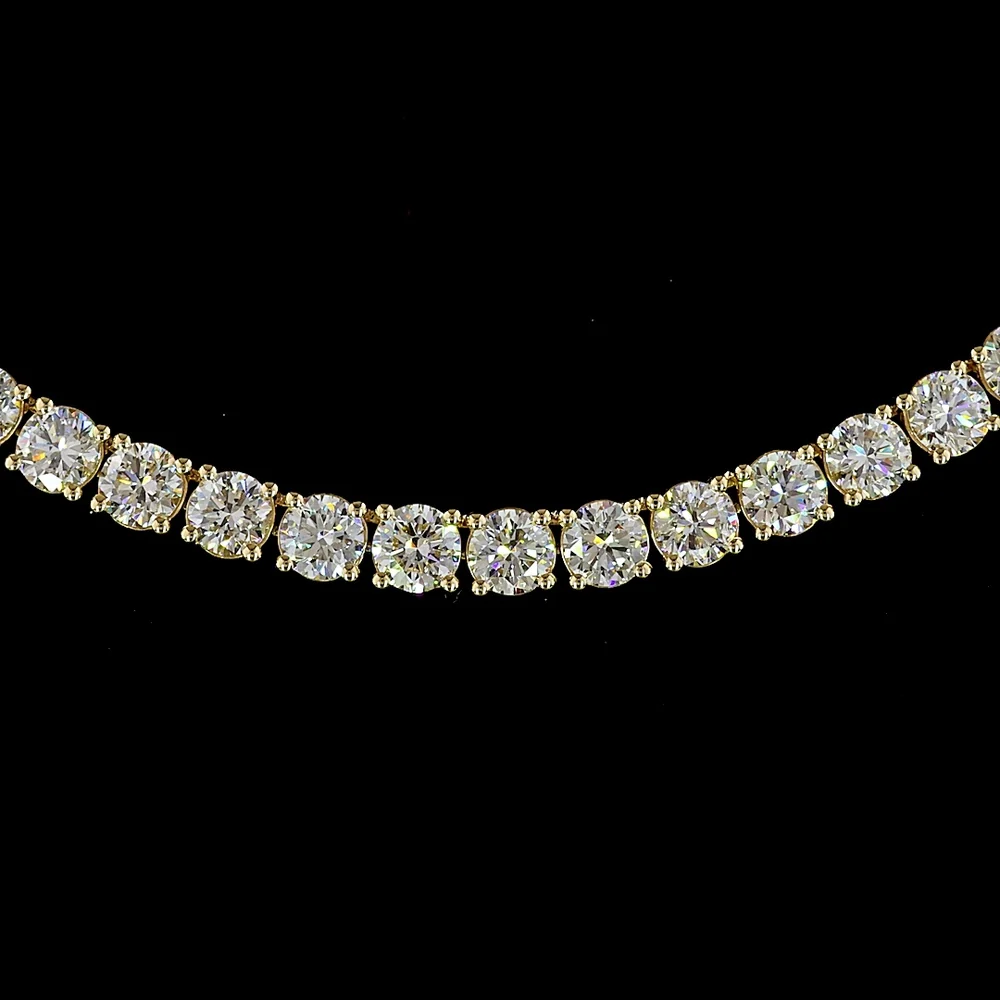 14K Yellow Gold 16.79 Carat Tennis Necklace with 116 Prong Set Round Lab Diamonds - E-F Color VS1 Clarity - Covaloro Fine Jewelry - Image 2