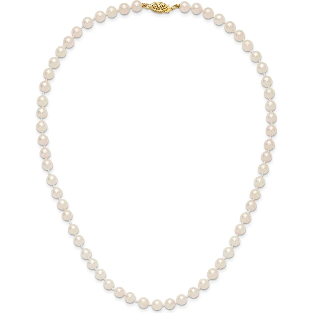14K Yellow Gold 16" Necklace with 5-6mm Round Akoya Cultured Pearls by Monteluci Fine Jewelry - Image 4