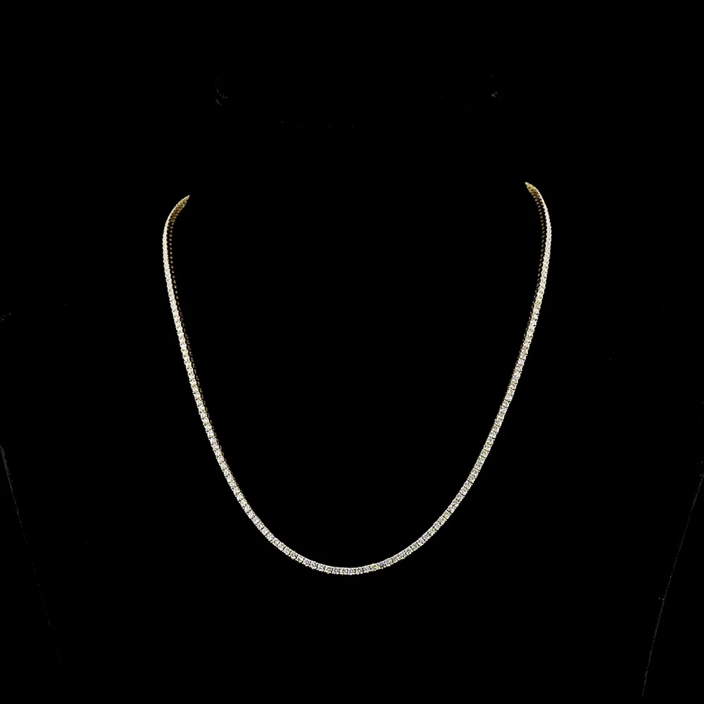 14K Yellow Gold 16" Tennis Necklace with 210 Prong Set Round Lab Diamonds - 4.98 Carats Total Diamond Weight - Covaloro Fine Jewelry